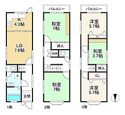 神戸市灘区五毛通1丁目の一戸建て