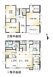 ホワイトが基調な清潔感のある内観駐車場2台、3方角地
