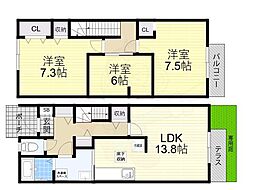 堺市北区百舌鳥陵南町１丁の一戸建て