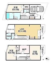 大阪市東淀川区上新庄3丁目　新築戸建　3ＳＬＤＫサ
