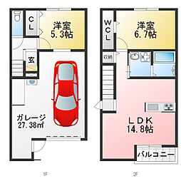 Ｇａｒａｇｅ　Ｈｏｕｓｅ　ＴｗｉｎｋｌｅＢ棟 Ｂ1
