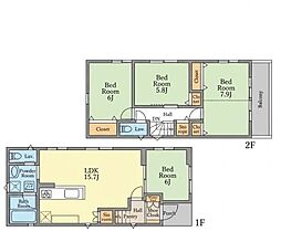 川口市南鳩ヶ谷2丁目1期　全2棟 1号棟