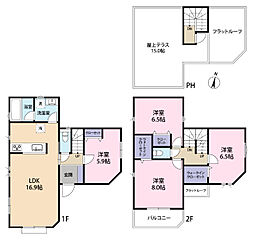 全2棟／1号棟　空広がる屋上テラス付き