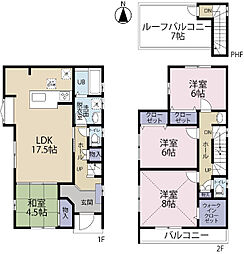 全2棟／1号棟　開放感のあるルーフバルコニー付き