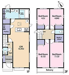 全2棟／Ｂ号棟　　嬉しい駐車スペース2台分