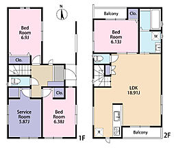 全2棟／2号棟　脱衣洗面所2階で洗濯物が楽々