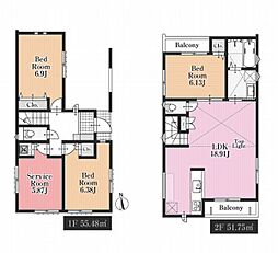 全2棟／2号棟　脱衣洗面所2階で洗濯物が楽々