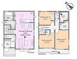 全2棟／Ｂ号棟　季節物もすっきり片付くロフト付き