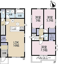 全2棟／2号棟　家族の様子が分かりやすいリビングスルー階段