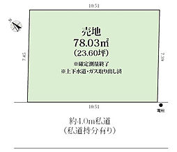 市川市東大和田1丁目　売地　本八幡徒歩圏×南向きの整形地