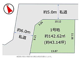 松戸市高塚新田　売地　北東角地の43坪