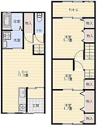 安中町4丁目サンルーム付貸家