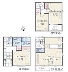 さいたま市中央区新中里5丁目　全2棟　新築戸建　2号棟