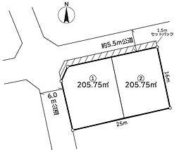越谷市平方　建築条件付売地　全2区画