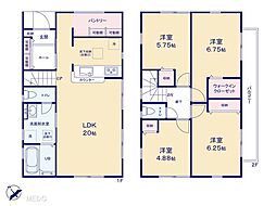 松戸市常盤平西窪町　新築一戸建て　全3棟 2号棟