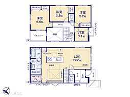 松戸市牧の原1丁目　7期 　新築一戸建て　全2棟 1号棟