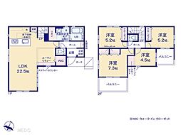 草加市北谷2丁目9期　新築一戸建て　全1棟 1号棟