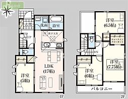 市川大野8分　敷地57坪　水廻り集中型　大野町　1号棟