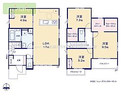 SIクローク・フリースペース付き　WIC×2　2号棟　馬込町