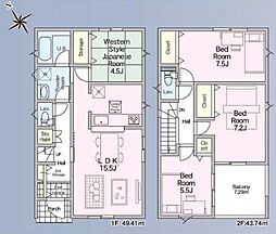 三郷市戸ケ崎3丁目 新築一戸建て 第54 5号棟