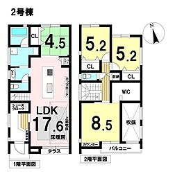 愛西市北河田小　全2棟　2号棟　新築一戸建て
