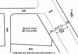 駐車場や資材置場に最適、三方向道路の角地、長瀬駅徒歩３分