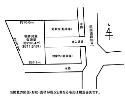 資材置場や駐車場に最適、前面道路約4m、市街化調整区域