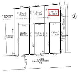 東村山市美住町2丁目・全6区画　建築条件なし土地　3区画 〜約40坪〜