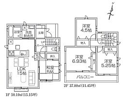 所沢市下安松・全2棟　新築一戸建　2号棟 〜角地・駐車2台〜　