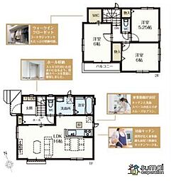 「八千代台」駅徒歩22分　作新台１丁目　新築戸建