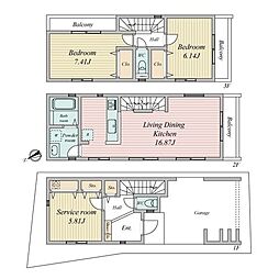 川崎市中原区中丸子新築戸建　1号棟