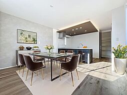 対面キッチン　リビング階段　コミュニケーション増える家