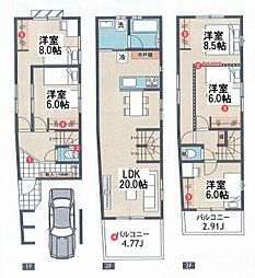 レーヴ川崎 渡田新町2丁目　新築一戸建て　2号棟