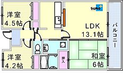 井吹東シティコート　20号棟 201E’