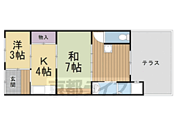 嵯峨石ヶ坪町連棟貸家 西-東端