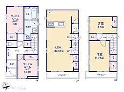 市川市原木3丁目　新築一戸建て　全3棟 D号棟