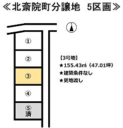 北斎院町　5区画分譲地 3号地