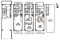 屋上ルーフバルコニー（約41.22m2）付：鉄骨造4階建て