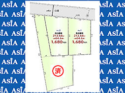 建築条件なし売地64坪　川越市笠幡 全3区画の内残2区画