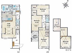 WIC等収納豊富・南向きバルコニー　竹の台1丁目　全2棟　2号棟