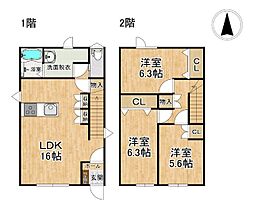 西11北6一戸建貸家 C