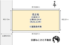 中京区壬生高樋町　売土地　約26.63坪 （建築条件なし）
