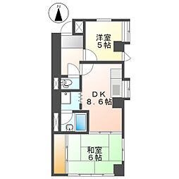 高知市南宝永町　2DK　6F(手数料半額・P込・無料ネット)