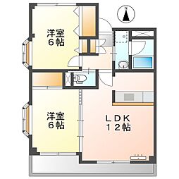 高知市大原町 2LDK 最上階(角部屋)