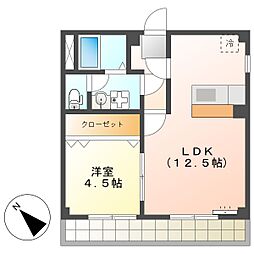 高知市朝倉丙　1LDK　8F（最上階・角部屋・単身専用）