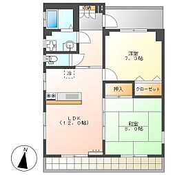 高知市中秦泉寺　2LDK　3F（最上階・角部屋・P有・南向)