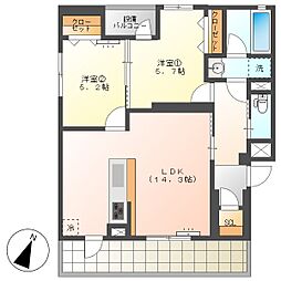 高知市神田　2LDK　3F（最上階・角部屋・P2台可・南向）