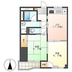 高知市北秦泉寺　2DK　3F（最上階・P・南向）