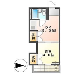高知市縄手町　1DK　5F（エレベーター・東向・高齢者相談可）