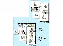 所沢市北野2丁目　新築分譲住宅全2棟1号棟　1号棟